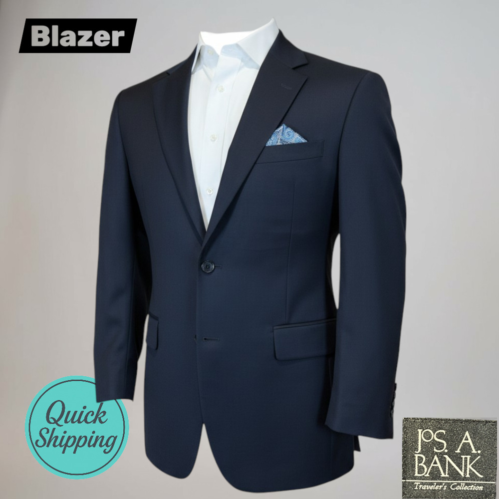 New Jos A Bank 41R Traveler Navy Blue Blazer Sport Coat Comfort Stretch $398